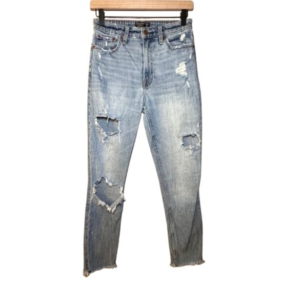 Women's 26/2 Abercrombie & Fitch Simone Slim Style Jeans High Rise Distressing - Picture 1 of 7